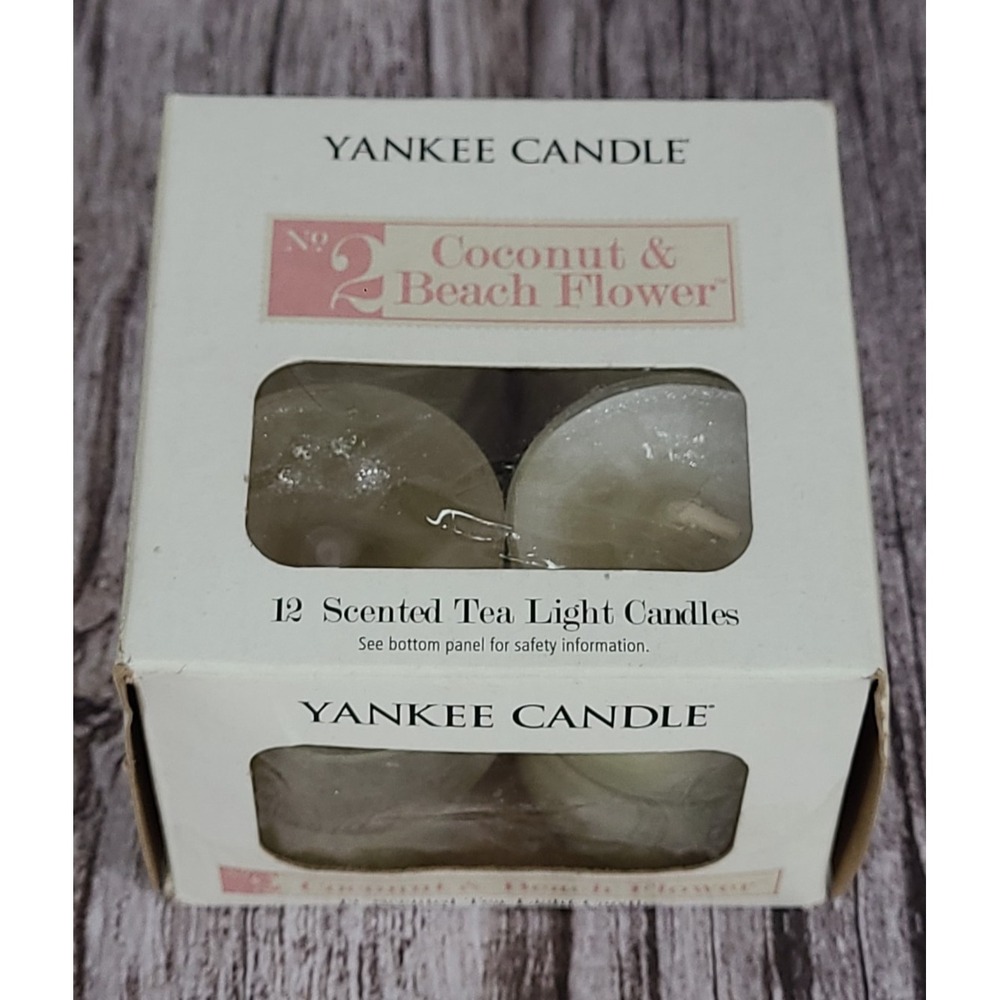 Yankee Candle 12 Scented Tea Light Candles No. 2 Coconut & Beach Flower New
